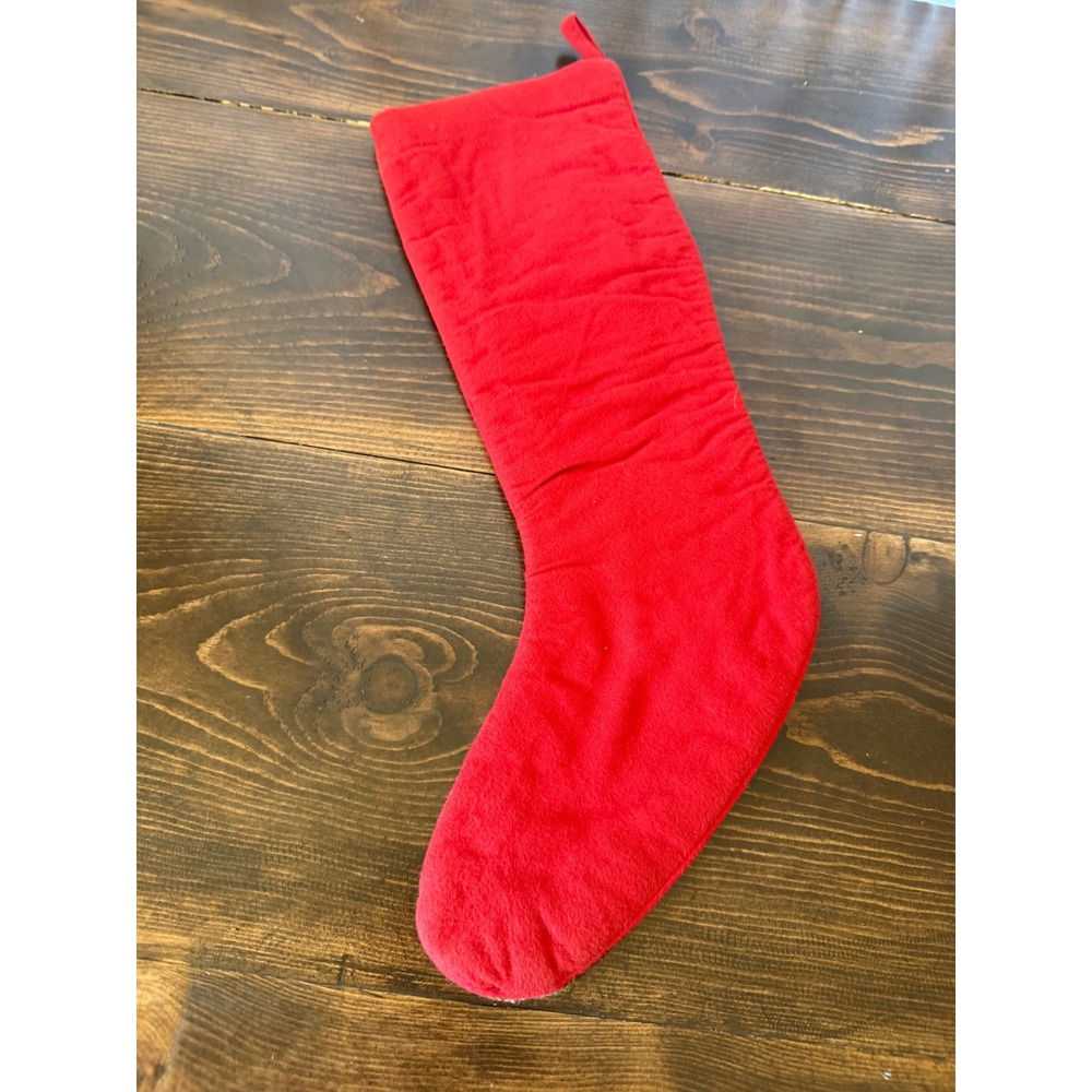 Vintage Santa Claus Needlepoint Christmas Stocking Red Velvet Backing 17 Inch - Picture 7 of 8
